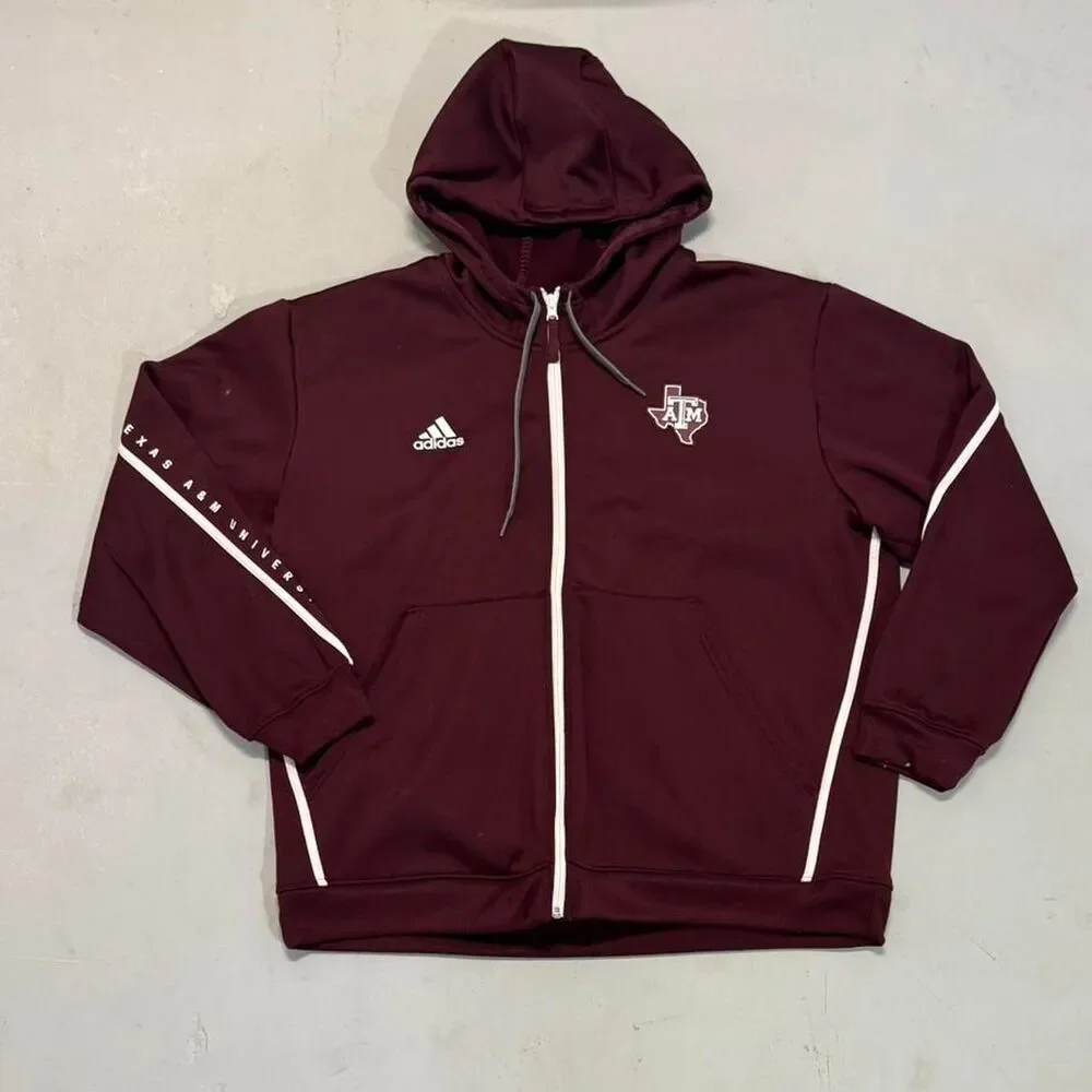 Adidas Men's Burgundy and Red Hoodie